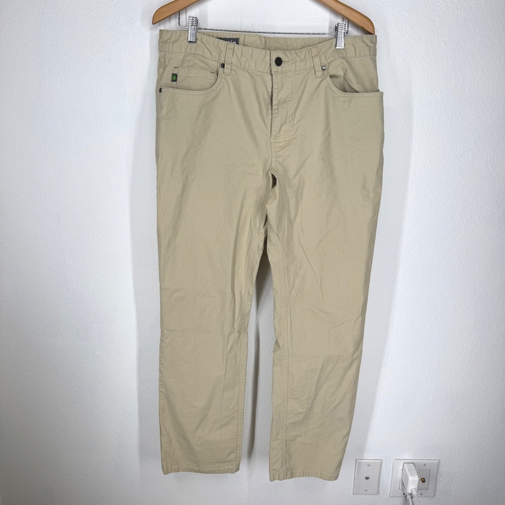 Stio Mens Khaki Cotton Spandex Straight Leg Casual Pants Chinos Stretch‎ 36